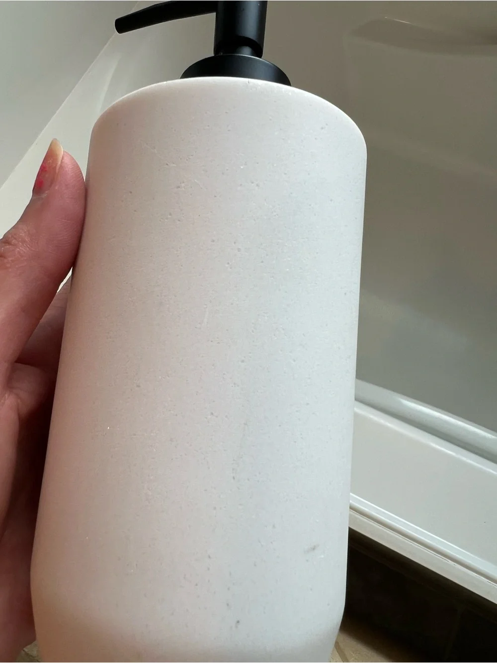 White Ceramic Soap Dispenser with Black Pump